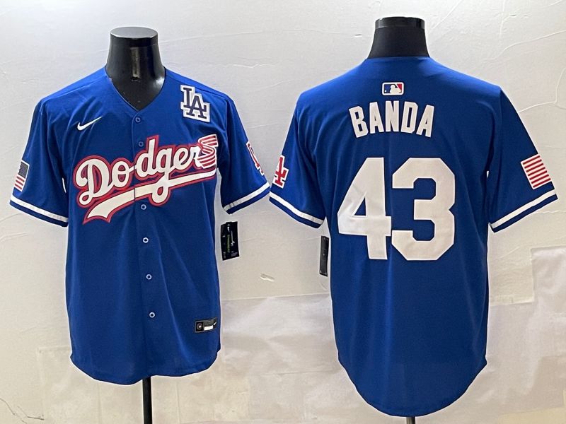 Men Los Angeles Dodgers 43 Banda Blue Second generation Joint Name Nike 2025 MLB Jersey style 8